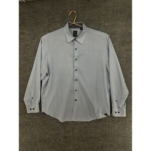 Michael Strahan Button Down Shirt Mens XL Blue Good Slim Fit Geometric Stretch
